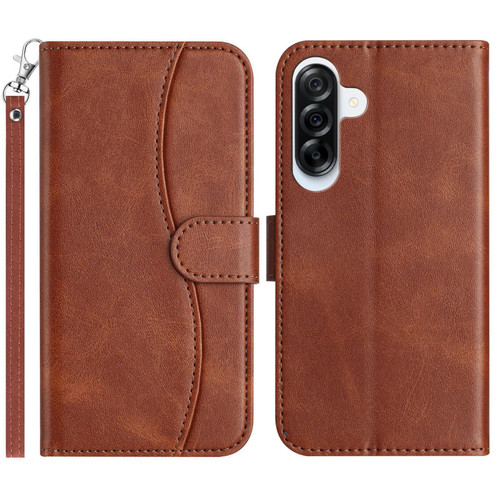 Samsung Galaxy A26 5G Dual-Folded S-shape Leather Phone Case - Coffee Samsung Galaxy A26 5G Dual-Folded S-shape Leather Phone Case - Coffee