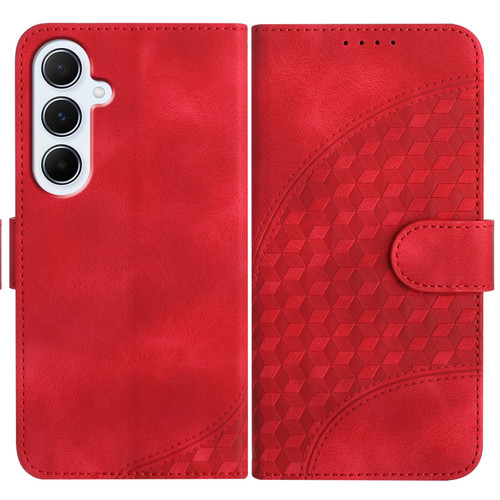 Samsung Galaxy A26 5G Elephant Head Embossed Phone Leather Case with Lanyard - Red