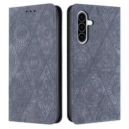 Samsung Galaxy A26 5G Ethnic Embossed Adsorption Leather Phone Case - Grey Samsung Galaxy A26 5G Ethnic Embossed Adsorption Leather Phone Case - Grey