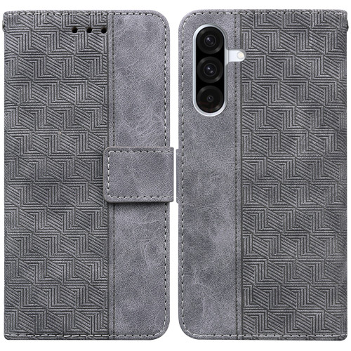 Samsung Galaxy A26 5G Geometric Embossed Leather Phone Case - Grey