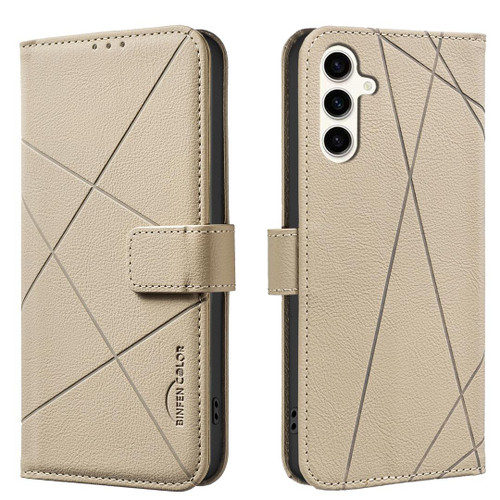 Samsung Galaxy A26 5G Geometric Pattern RFID Leather Phone Case - Beige Samsung Galaxy A26 5G Geometric Pattern RFID Leather Phone Case - Beige