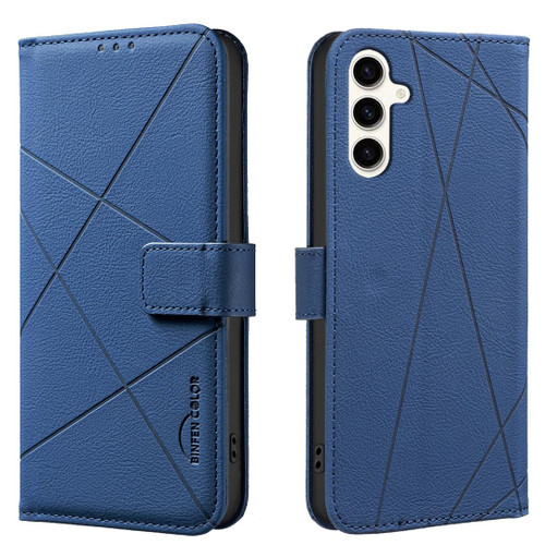 Samsung Galaxy A26 5G Geometric Pattern RFID Leather Phone Case - Blue Samsung Galaxy A26 5G Geometric Pattern RFID Leather Phone Case - Blue