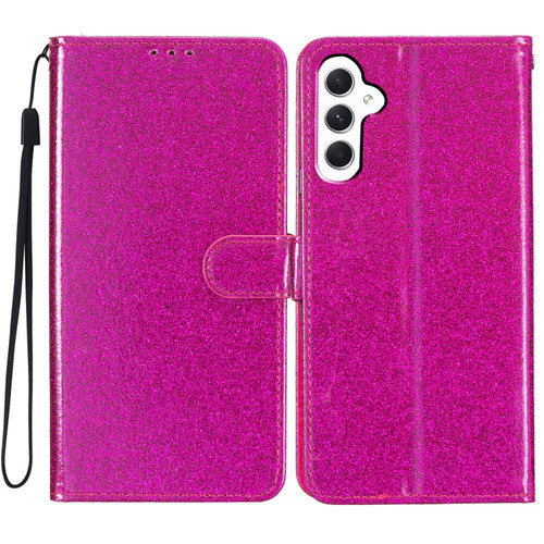 Samsung Galaxy A26 5G Glitter Powder Flip Leather Phone Case - Rose Red
