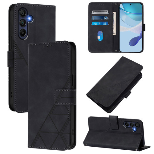 Samsung Galaxy A26 5G Global Crossbody 3D Embossed Flip Leather Phone Case - Black