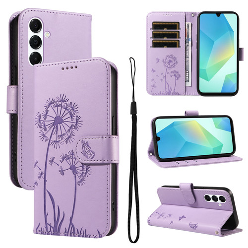 Samsung Galaxy A26 5G Global Dandelion Embossed Pattern Flip Leather Phone Case - Purple