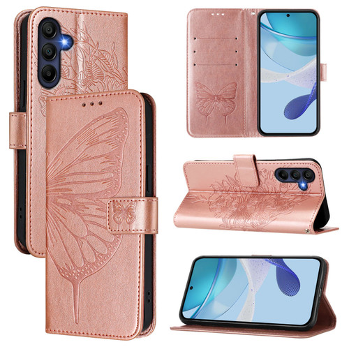 Samsung Galaxy A26 5G Global Embossed Butterfly Leather Phone Case - Rose Gold