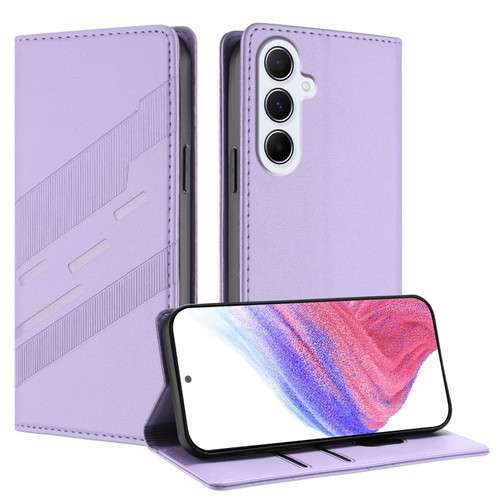 Samsung Galaxy A26 5G Global Embossed Multi-functional Wallet Retro Leather Phone Case - Light Purple
