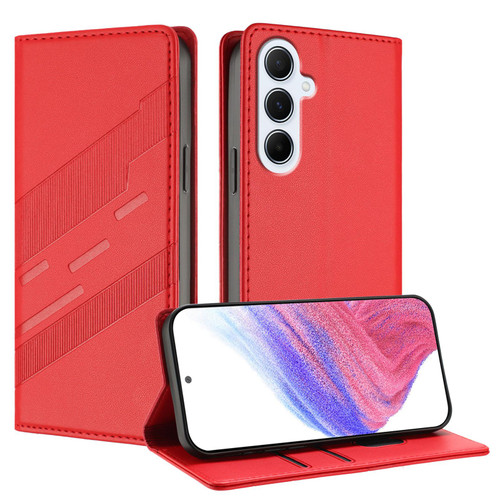 Samsung Galaxy A26 5G Global Embossed Multi-functional Wallet Retro Leather Phone Case - Red