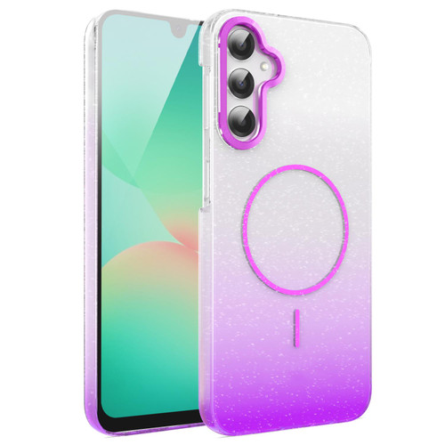 Samsung Galaxy A26 5G Gold Diamond Glitter Gradient MagSafe Shockproof Phone Case - Purple