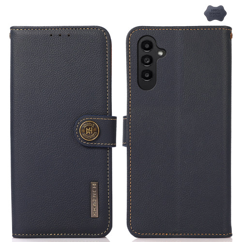 Samsung Galaxy A26 5G KHAZNEH Custer Genuine Leather RFID Phone Case - Blue