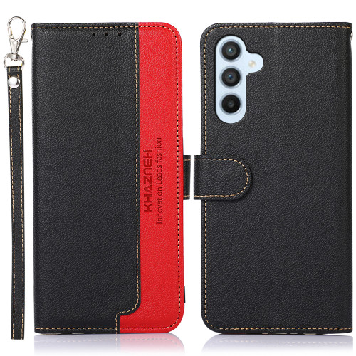 Samsung Galaxy A26 5G KHAZNEH Litchi Texture Leather RFID Phone Case - Black