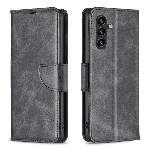 Samsung Galaxy A26 5G Lambskin Texture Pure Color Flip Leather Phone Case - Black