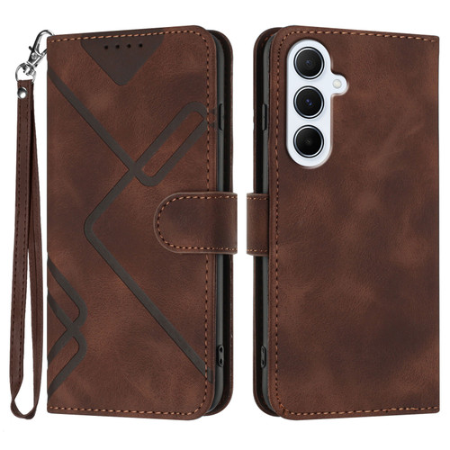 Samsung Galaxy A26 5G Line Pattern Skin Feel Leather Phone Case - Coffee Samsung Galaxy A26 5G Line Pattern Skin Feel Leather Phone Case - Coffee
