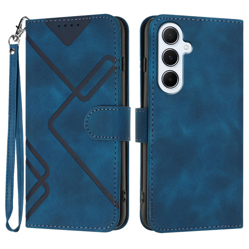 Samsung Galaxy A26 5G Line Pattern Skin Feel Leather Phone Case - Royal Blue Samsung Galaxy A26 5G Line Pattern Skin Feel Leather Phone Case - Royal Blue