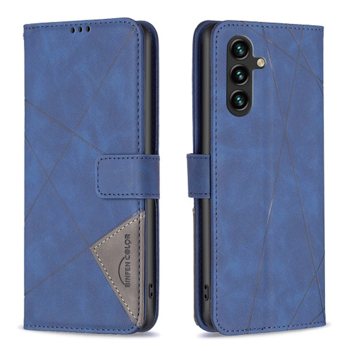 Samsung Galaxy A26 5G Magnetic Buckle Rhombus Texture Leather Phone Case - Blue Samsung Galaxy A26 5G Magnetic Buckle Rhombus Texture Leather Phone Case - Blue
