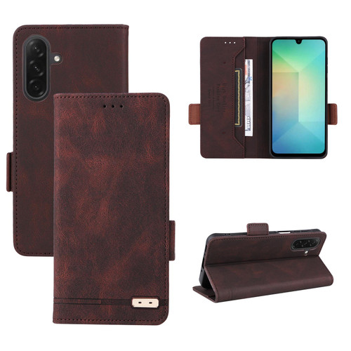 Samsung Galaxy A26 5G Magnetic Clasp Leather Phone Case - Brown