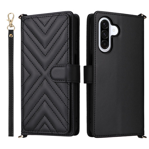 Samsung Galaxy A26 5G Multifunctional 6-Card Slots Leather Phone Case with Wrist Strap - Black Samsung Galaxy A26 5G Multifunctional 6-Card Slots Leather Phone Case with Wrist Strap - Black