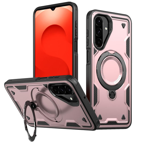 Samsung Galaxy A26 5G PC Hybrid TPU Armor MagSafe Ring Holder Phone Case - Rose Gold