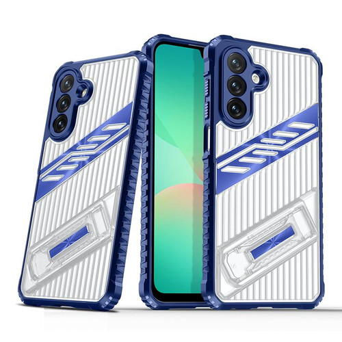 Samsung Galaxy A26 5G Plating Holder PC Hybrid TPU Phone Case - Navy Blue