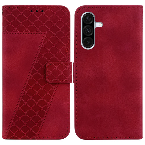Samsung Galaxy A26 5G Seven-shaped Embossed Leather Phone Case - Red Samsung Galaxy A26 5G Seven-shaped Embossed Leather Phone Case - Red