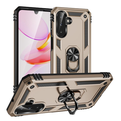 Samsung Galaxy A26 5G Shockproof TPU + PC Phone Case with Holder - Gold