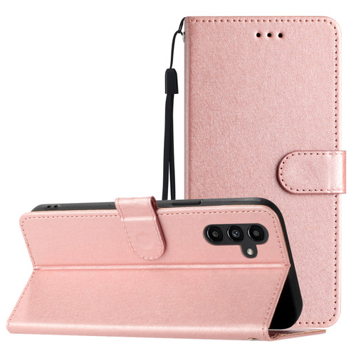 Samsung Galaxy A26 5G Silk Texture Horizontal Flip Leather Phone Case - Rose Gold