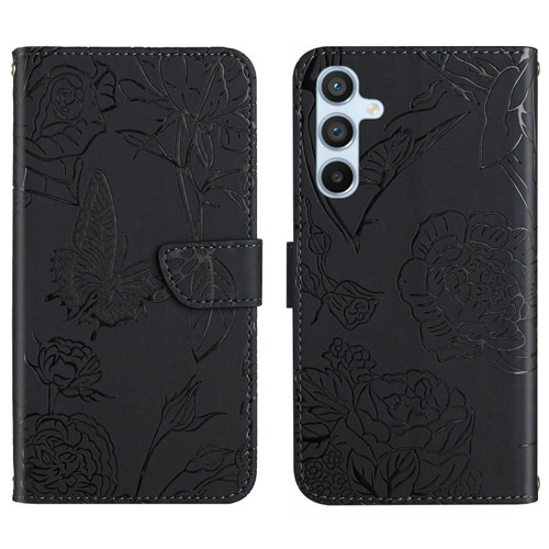 Samsung Galaxy A26 5G Skin Feel Butterfly Embossed Flip Leather Phone Case - Black
