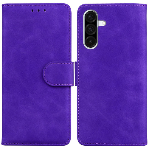 Samsung Galaxy A26 5G Skin Feel Pure Color Flip Leather Phone Case - Purple
