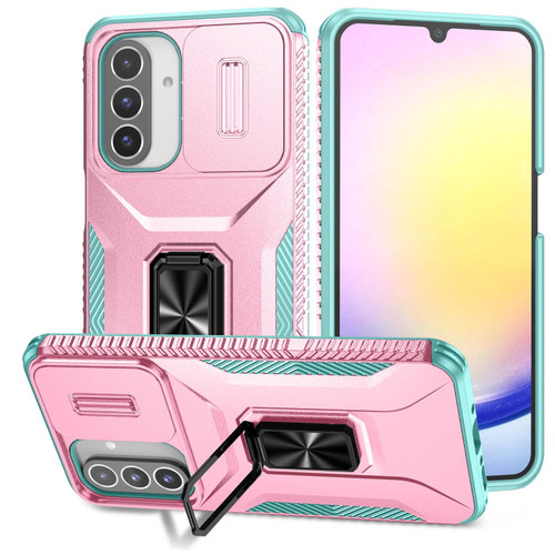 Samsung Galaxy A26 5G Sliding Camshield Holder Phone Case - Pink + Grey Green Samsung Galaxy A26 5G Sliding Camshield Holder Phone Case - Pink + Grey Green