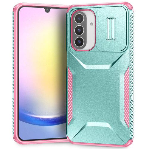 Samsung Galaxy A26 5G Sliding Camshield Phone Case - Grey Green + Pink Samsung Galaxy A26 5G Sliding Camshield Phone Case - Grey Green + Pink