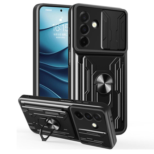Samsung Galaxy A26 5G Sliding Camshield TPU+PC Phone Case with Card Slot - Black