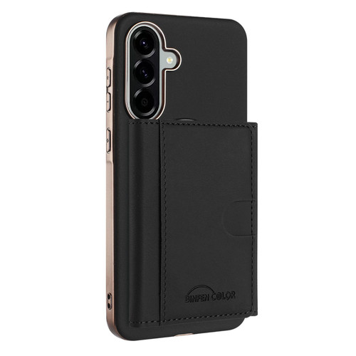 Samsung Galaxy A26 5G Solid Color Horizontal Magnetic Card Bag RFID MagSafe Phone Case - Black