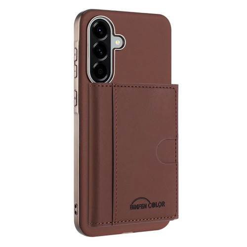 Samsung Galaxy A26 5G Solid Color Horizontal Magnetic Card Bag RFID MagSafe Phone Case - Brown