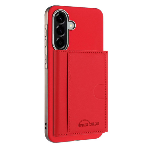 Samsung Galaxy A26 5G Solid Color Horizontal Magnetic Card Bag RFID MagSafe Phone Case - Red