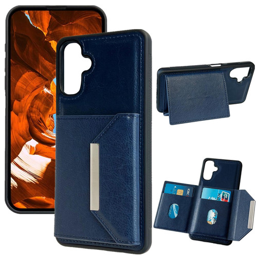 Samsung Galaxy A26 5G Solid Color Metal Buckle Card Slots Bag Phone Case - Blue