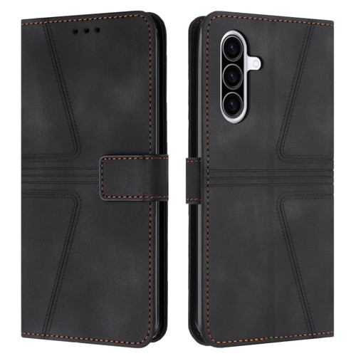 Samsung Galaxy A26 5G Triangle Solid Color Leather Phone Case - Black