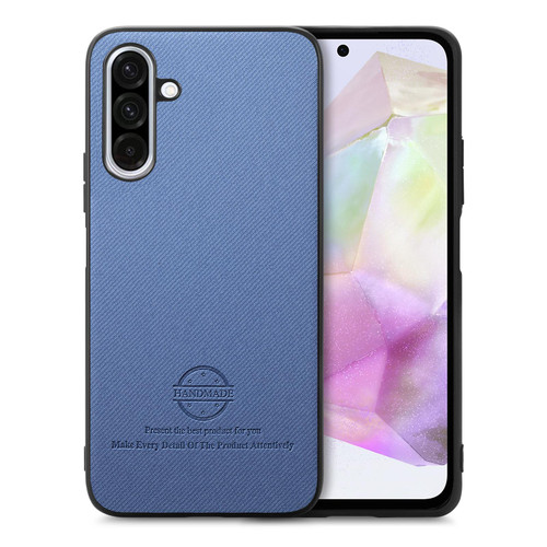 Samsung Galaxy A26 5G Twill Fabric Leather Skin Back Phone Case - Blue
