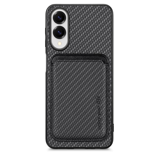 Samsung Galaxy S25 Edge 5G Carbon Fiber Leather Card Magsafe Phone Case - Black