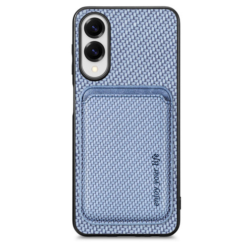 Samsung Galaxy S25 Edge 5G Carbon Fiber Leather Card Magsafe Phone Case - Blue