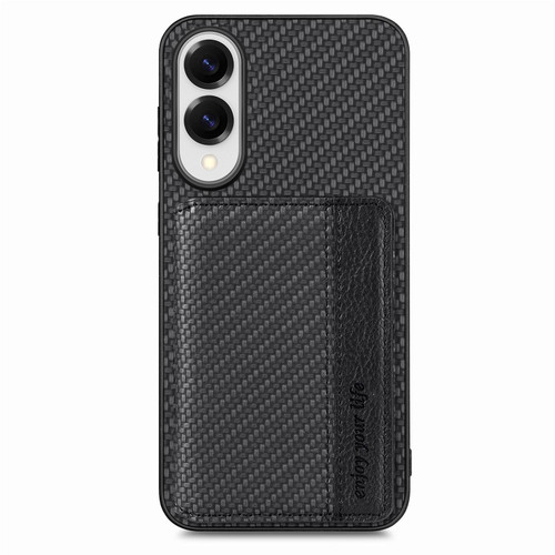 Samsung Galaxy S25 Edge 5G Carbon Fiber Magnetic Card Wallet RFID Blocking Phone Case - Black