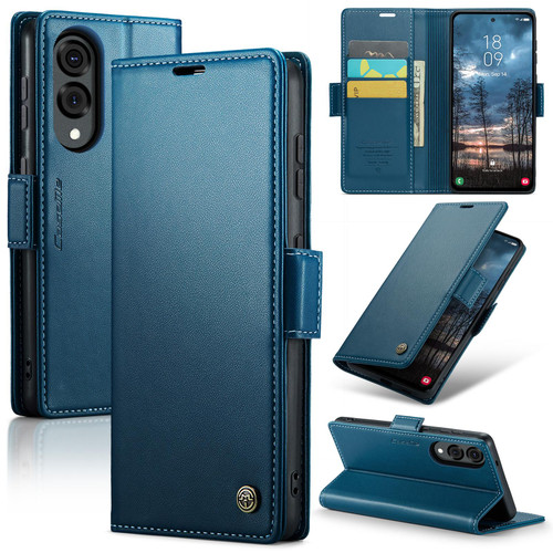 Samsung Galaxy S25 Edge 5G CaseMe 023 Butterfly Buckle Litchi Texture RFID Anti-theft Leather Phone Case - Blue