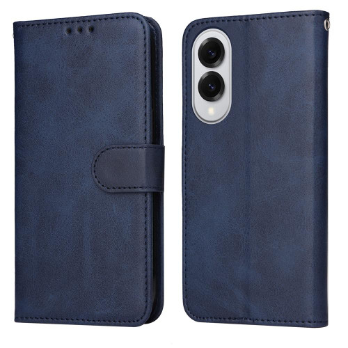 Samsung Galaxy S25 Edge 5G Classic Calf Texture Flip Leather Phone Case - Blue