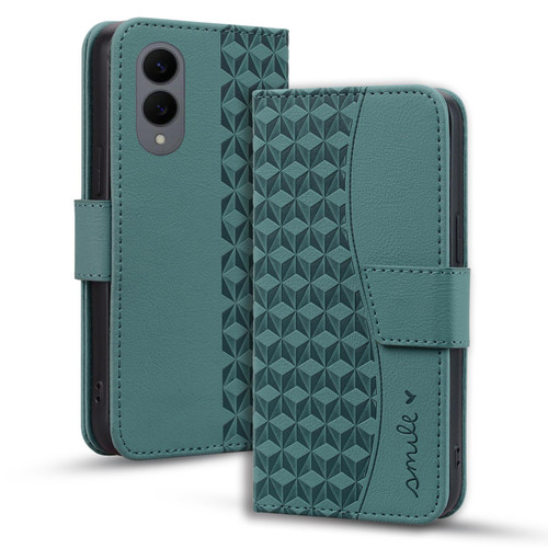 Samsung Galaxy S25 Edge 5G Diamond Buckle Leather Phone Case with Lanyard - Green