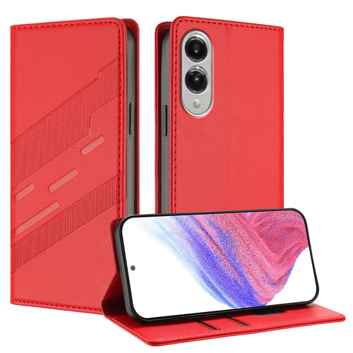 Samsung Galaxy S25 Edge 5G Embossed Multi-functional Wallet Retro Leather Phone Case - Red