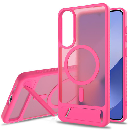 Samsung Galaxy S25 Edge 5G Frosted Holder PC Hybrid TPU MagSafe Phone Case - Rose Red Samsung Galaxy S25 Edge 5G Frosted Holder PC Hybrid TPU MagSafe Phone Case - Rose Red