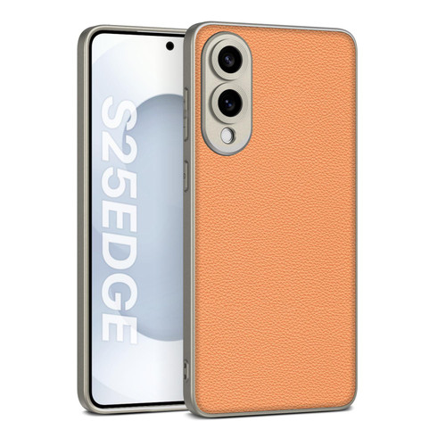 Samsung Galaxy S25 Edge 5G GKK Metal Paint Skin Feel Leather Full Coverage Phone Case - Orange