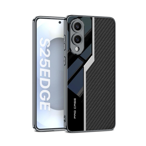 Samsung Galaxy S25 Edge 5G GKK Plating TPU + Leather Supercar Full Coverage Phone Case - Carbon Fiber Samsung Galaxy S25 Edge 5G GKK Plating TPU + Leather Supercar Full Coverage Phone Case - Carbon Fiber
