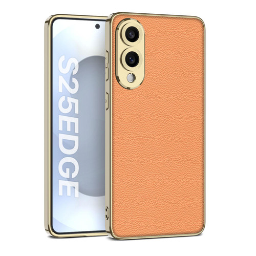 Samsung Galaxy S25 Edge 5G GKK Plating TPU Leather Full Coverage Phone Case - Orange Samsung Galaxy S25 Edge 5G GKK Plating TPU Leather Full Coverage Phone Case - Orange
