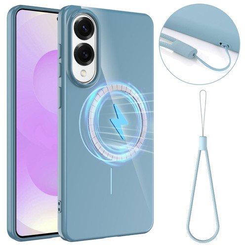 Samsung Galaxy S25 Edge 5G Glossy TPU Shockproof MagSafe Phone Case with Lanyard - Blue Samsung Galaxy S25 Edge 5G Glossy TPU Shockproof MagSafe Phone Case with Lanyard - Blue