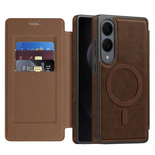 Samsung Galaxy S25 Edge 5G Linton MagSafe Leather Phone Case - Coffee